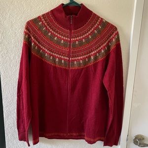 Fair Isle wool blend zipper cardigan
